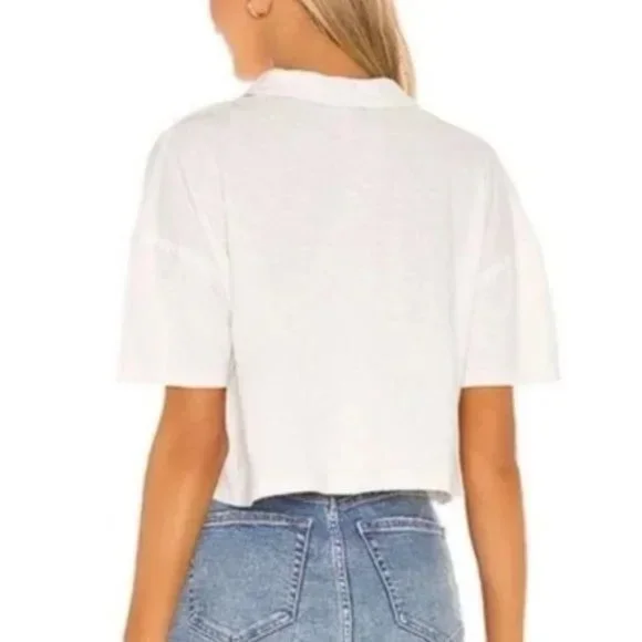 Free People Weekend Rush Henley Tee in White. L - Picture 3 of 8